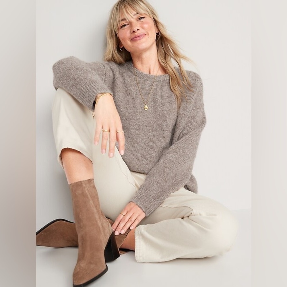Cozy Plush-Yarn Cocoon Tunic Sweater